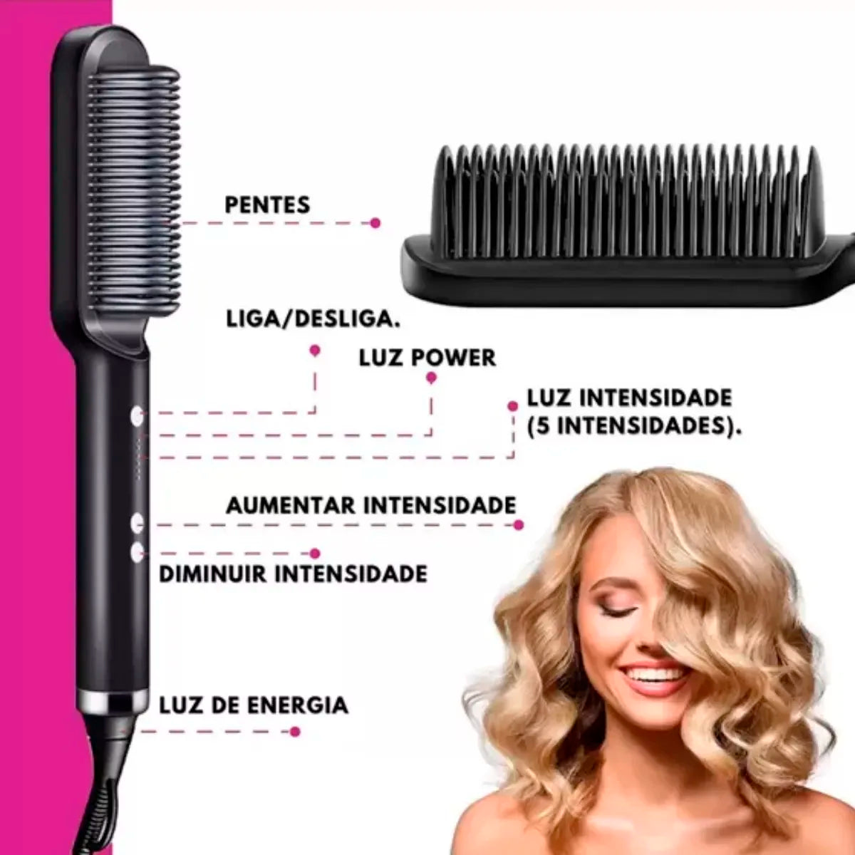 Alisa Hair - Escova De Cabelo Elétrica Pente De Aquecimento